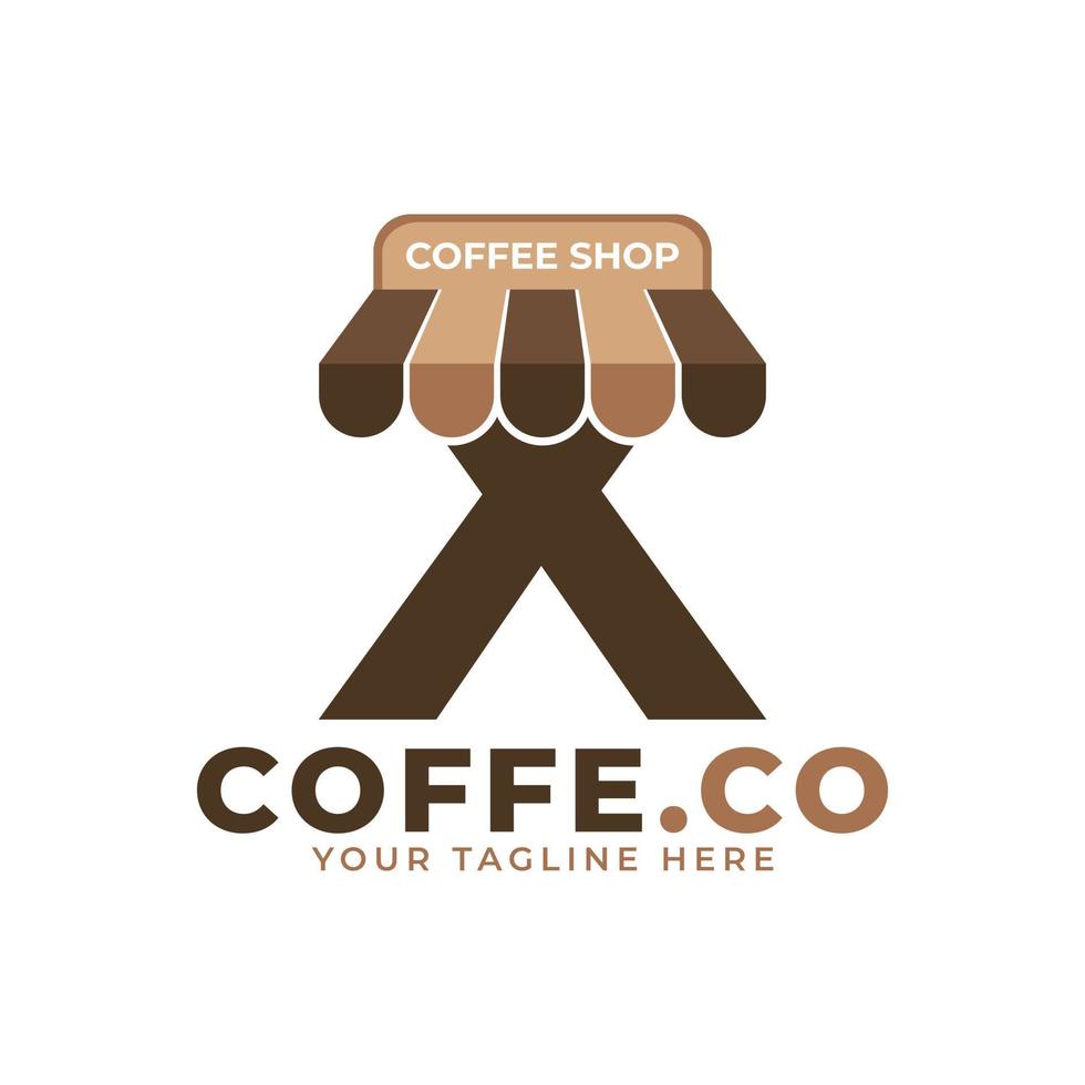 Hora de cafe. letra inicial moderna x cafetería logo vector ilustración