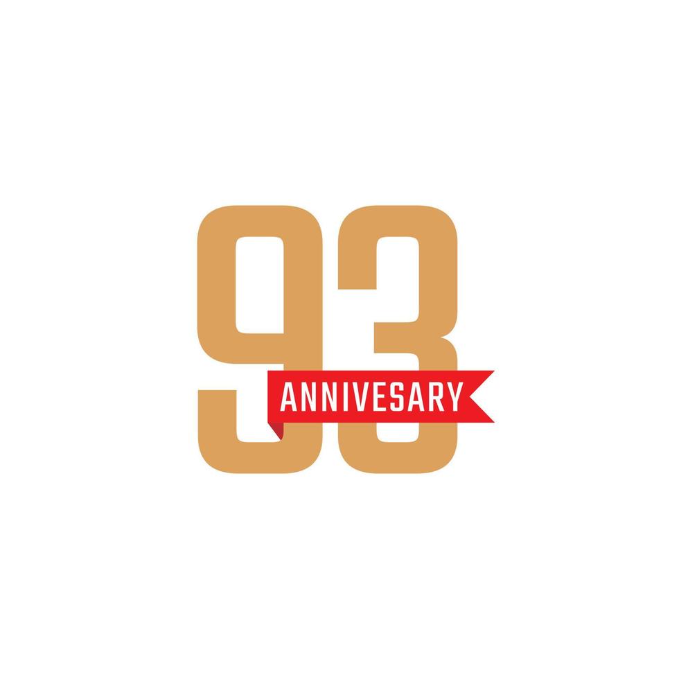 93 Year Anniversary Celebration with Red Ribbon Vector. Happy Anniversary Greeting Celebrates Template Design Illustration vector