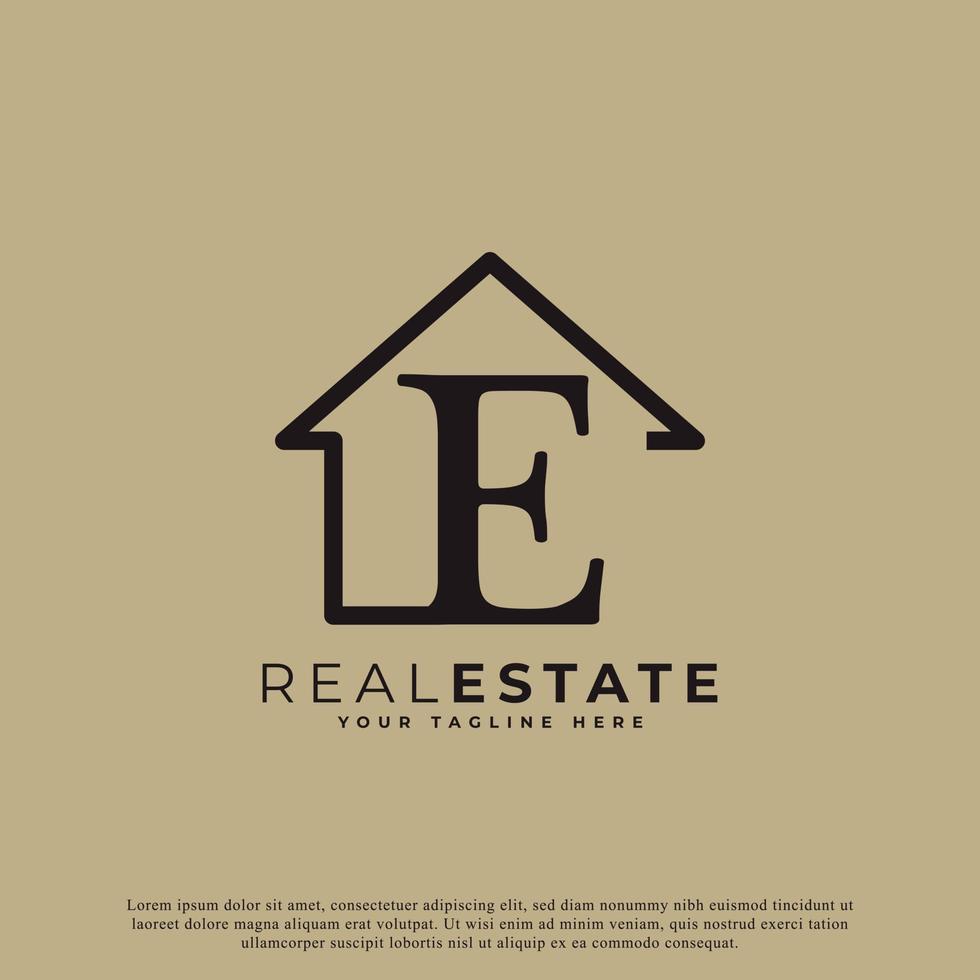 Creative Letter E House Logo Design. House Symbol Geometric Linear Style. Usable for Real Estate, Construction, Architecture and Building Logo vector