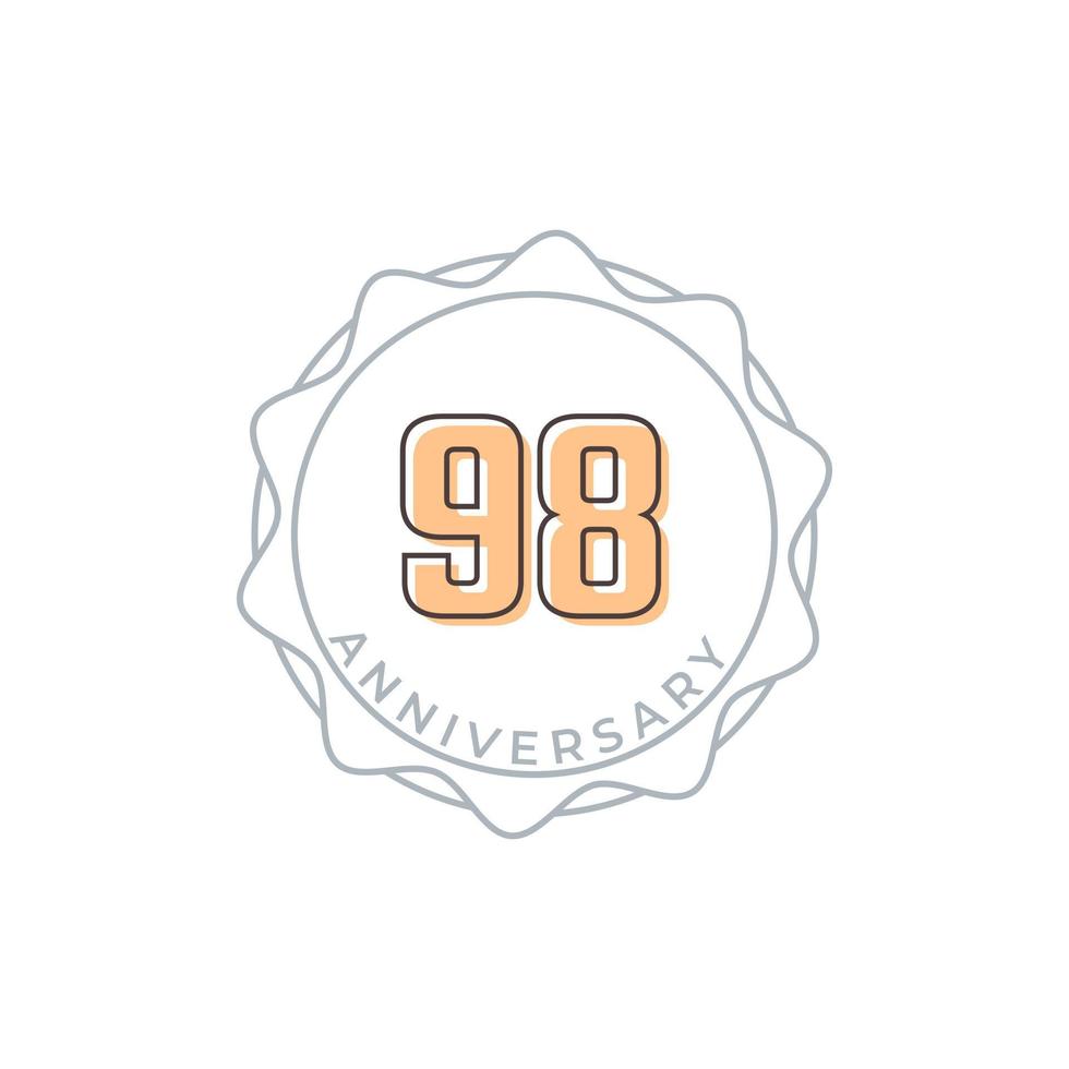 98 Year Anniversary Celebration Vector Badge. Happy Anniversary Greeting Celebrates Template Design Illustration