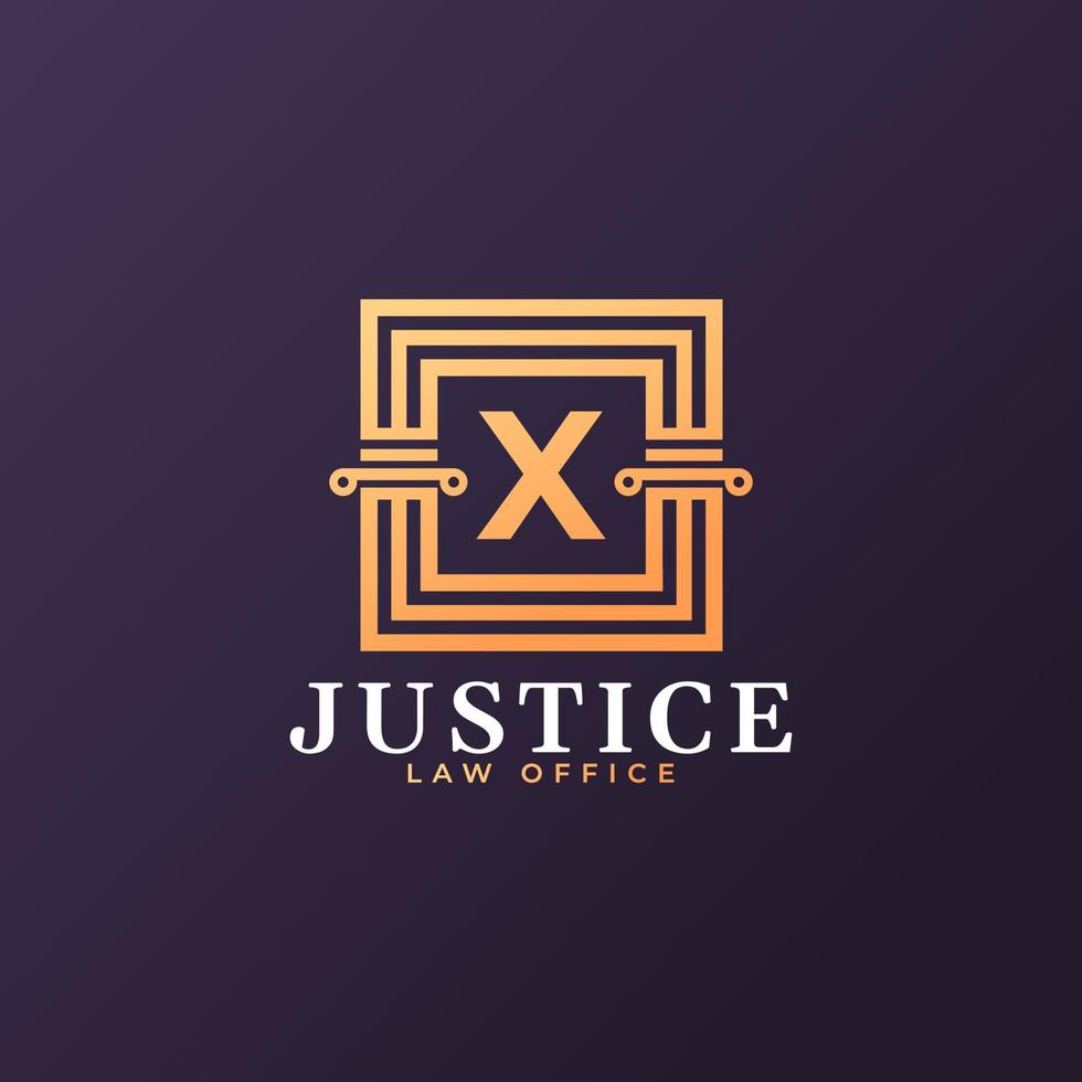 bufete de abogados letra x elemento de plantilla de diseño de logotipo vector