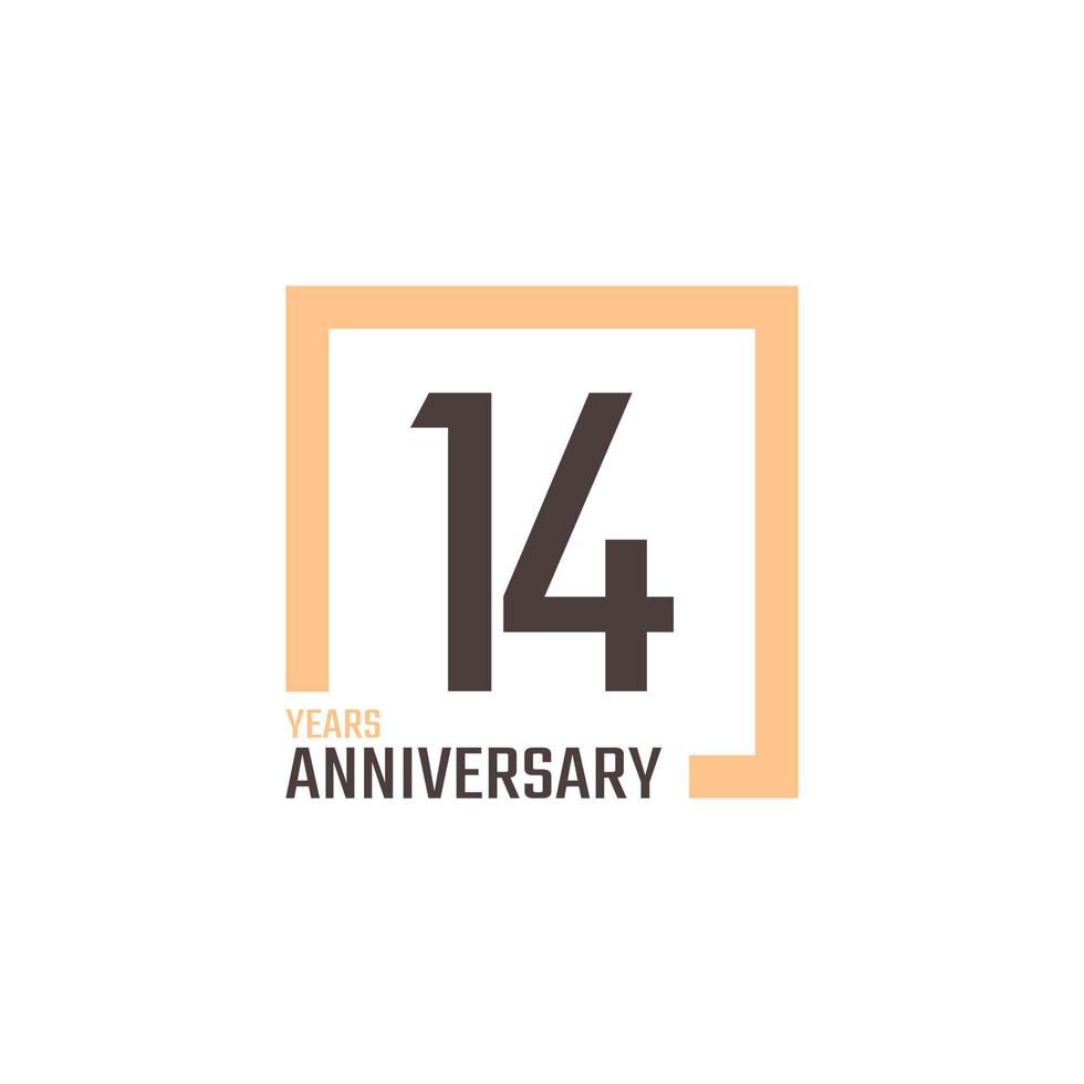 14 Year Anniversary Celebration Vector with Square Shape. Happy Anniversary Greeting Celebrates Template Design Illustration