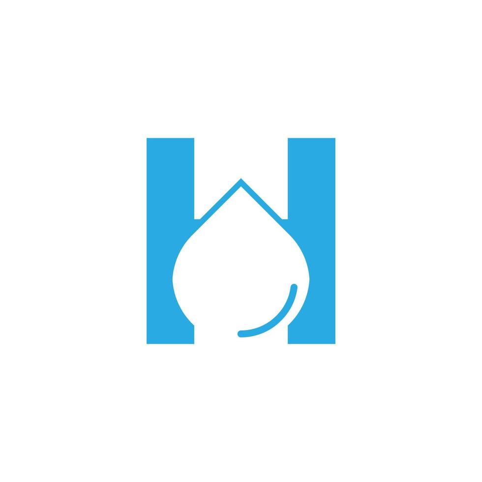 logotipo inicial de la letra h hydro con elemento de plantilla de diseño de icono de gota de agua de espacio negativo vector