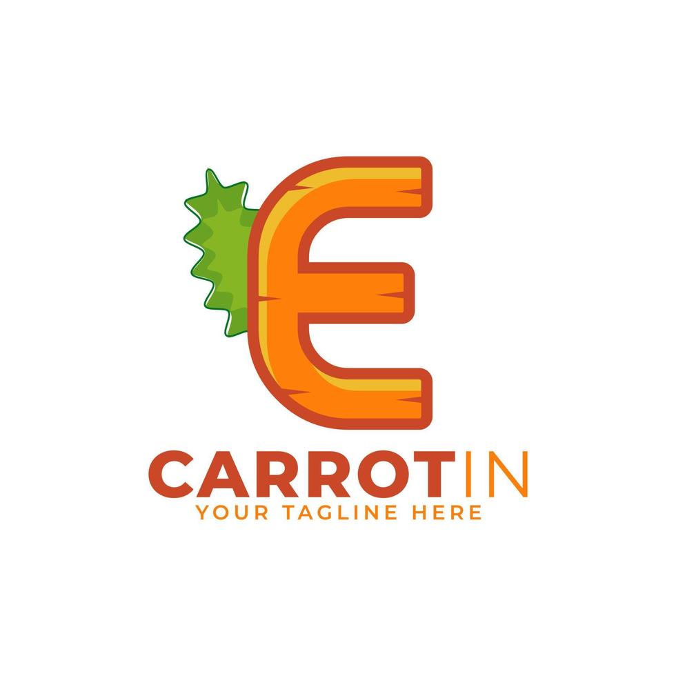 vector de diseño de logotipo de zanahoria con letra inicial e. diseñado para el diseño de sitios web, logotipos, aplicaciones, ui