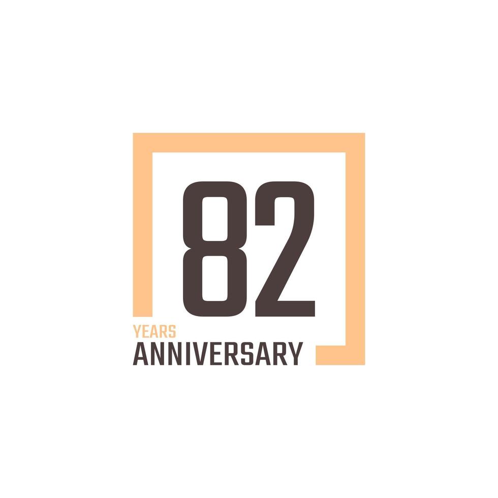 82 Year Anniversary Celebration Vector with Square Shape. Happy Anniversary Greeting Celebrates Template Design Illustration