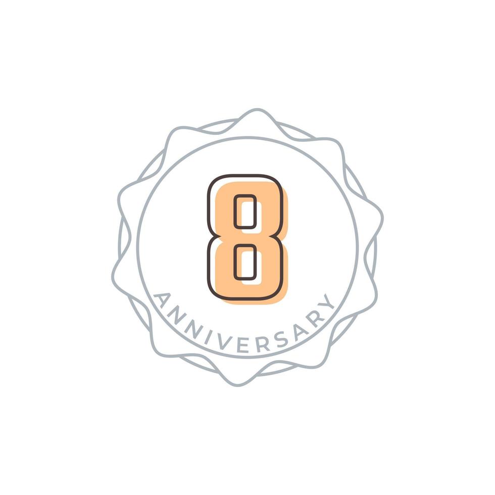 8 Year Anniversary Celebration Vector Badge. Happy Anniversary Greeting Celebrates Template Design Illustration