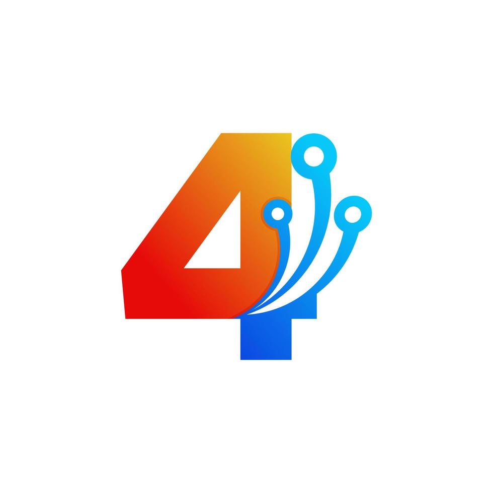 Number 4 Technology Logo Design Template Element vector