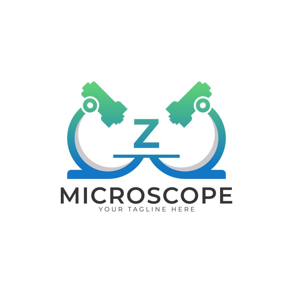 Laboratory Logo. Initial Letter Z Microscope Logo Design Template Element. vector