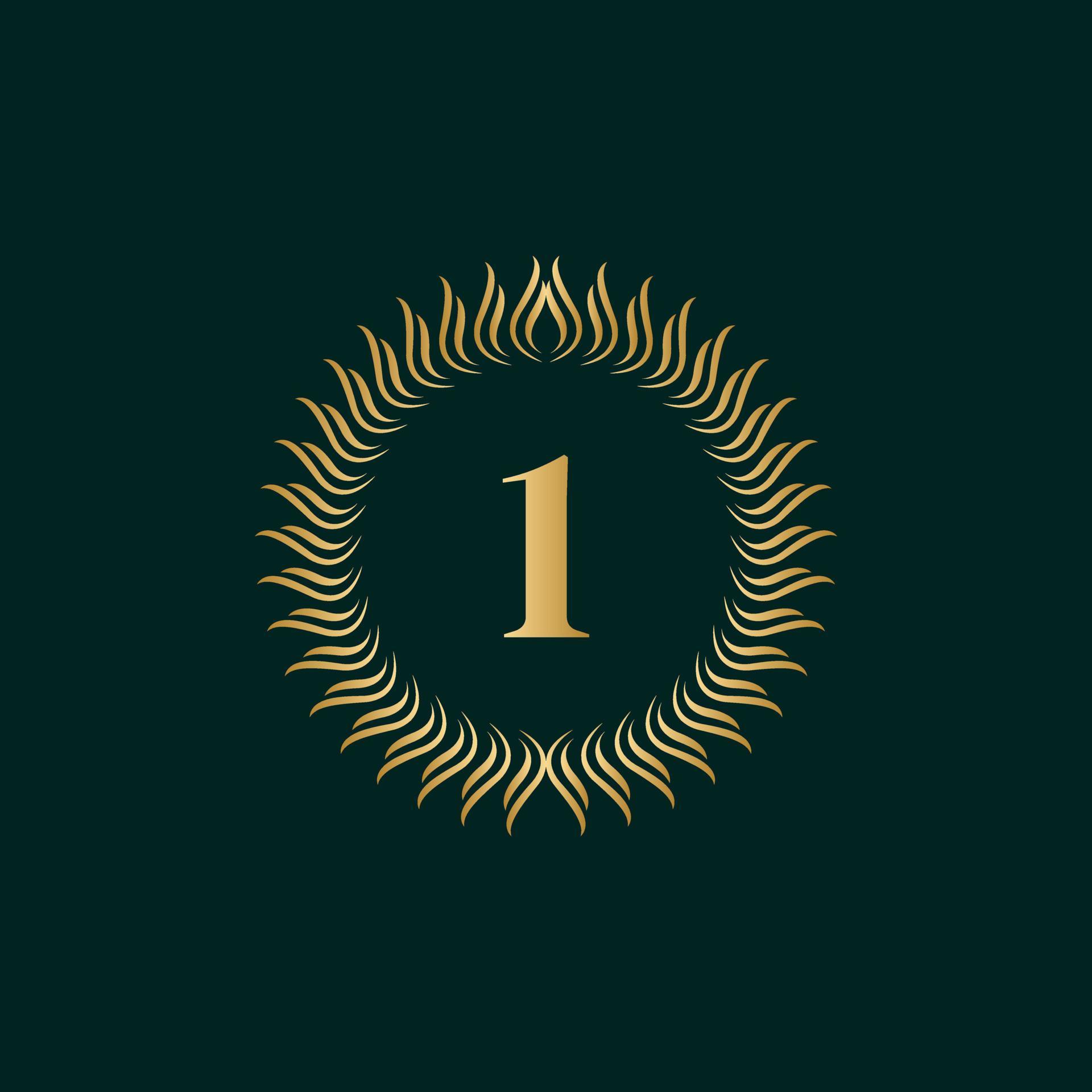 Emblem Number 1 Weaving Circle Monogram Graceful Template. Simple Logo