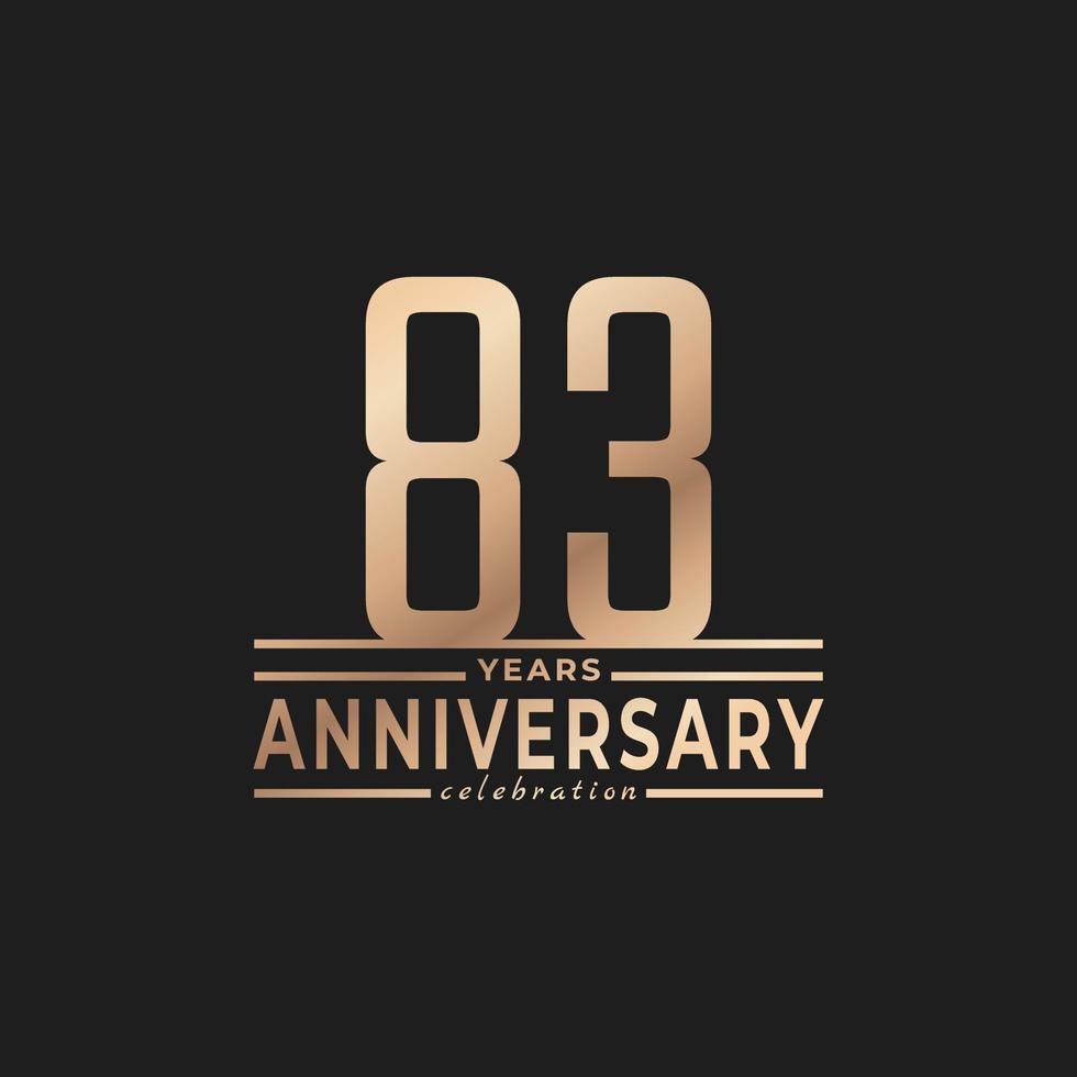 83 Year Anniversary Celebration with Thin Number Shape Golden Color for Celebration Event, Wedding, Greeting card, and Invitation Isolated on Dark Background vector