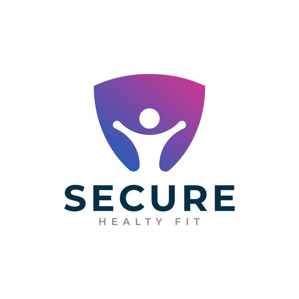 Secure People Shield for Family Protection and Healthy Logo Design Template Element vector