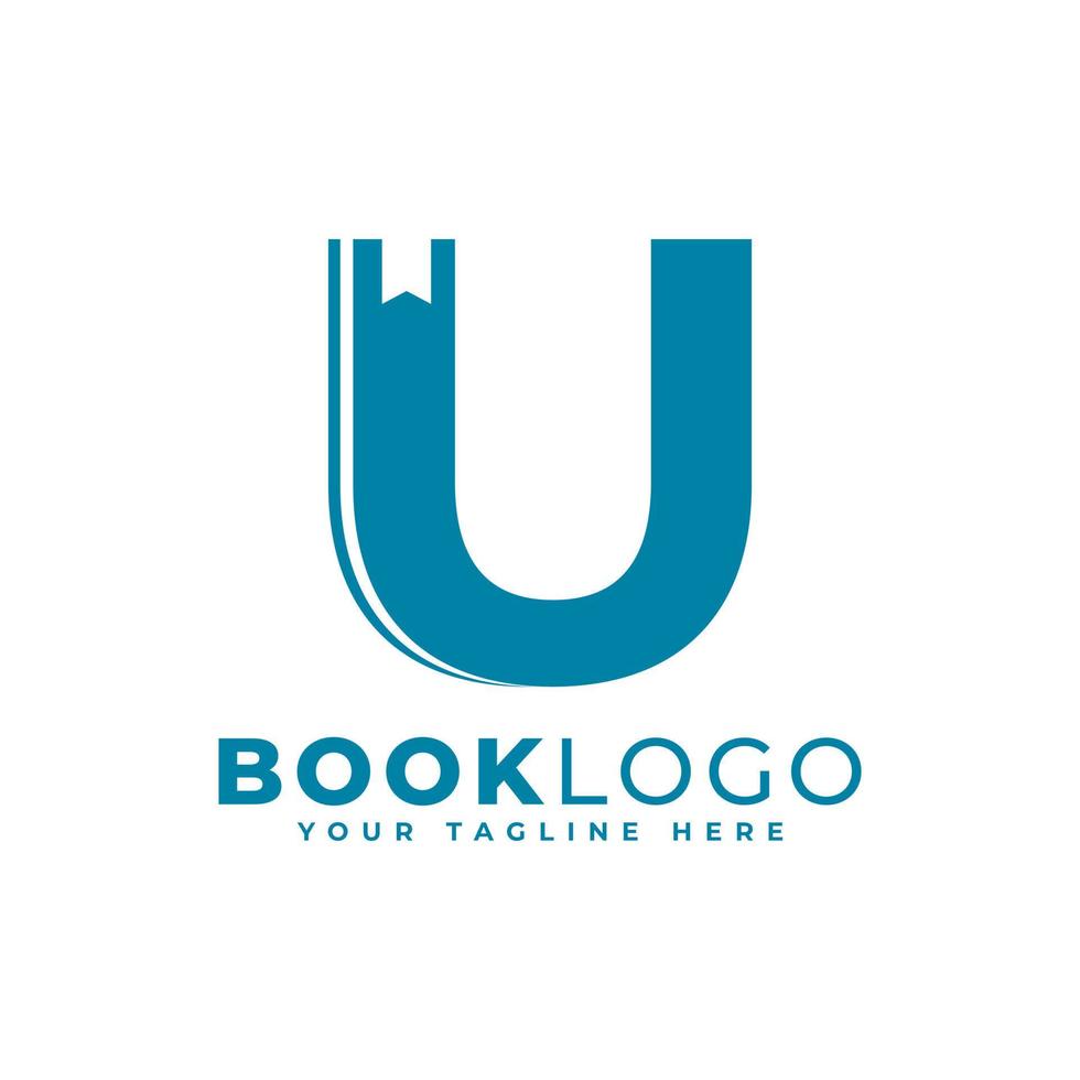 Letter Initial U Book Logo Design. Usable for Education, Business and Building Logos. Flat Vector Logo Design Ideas Template Element