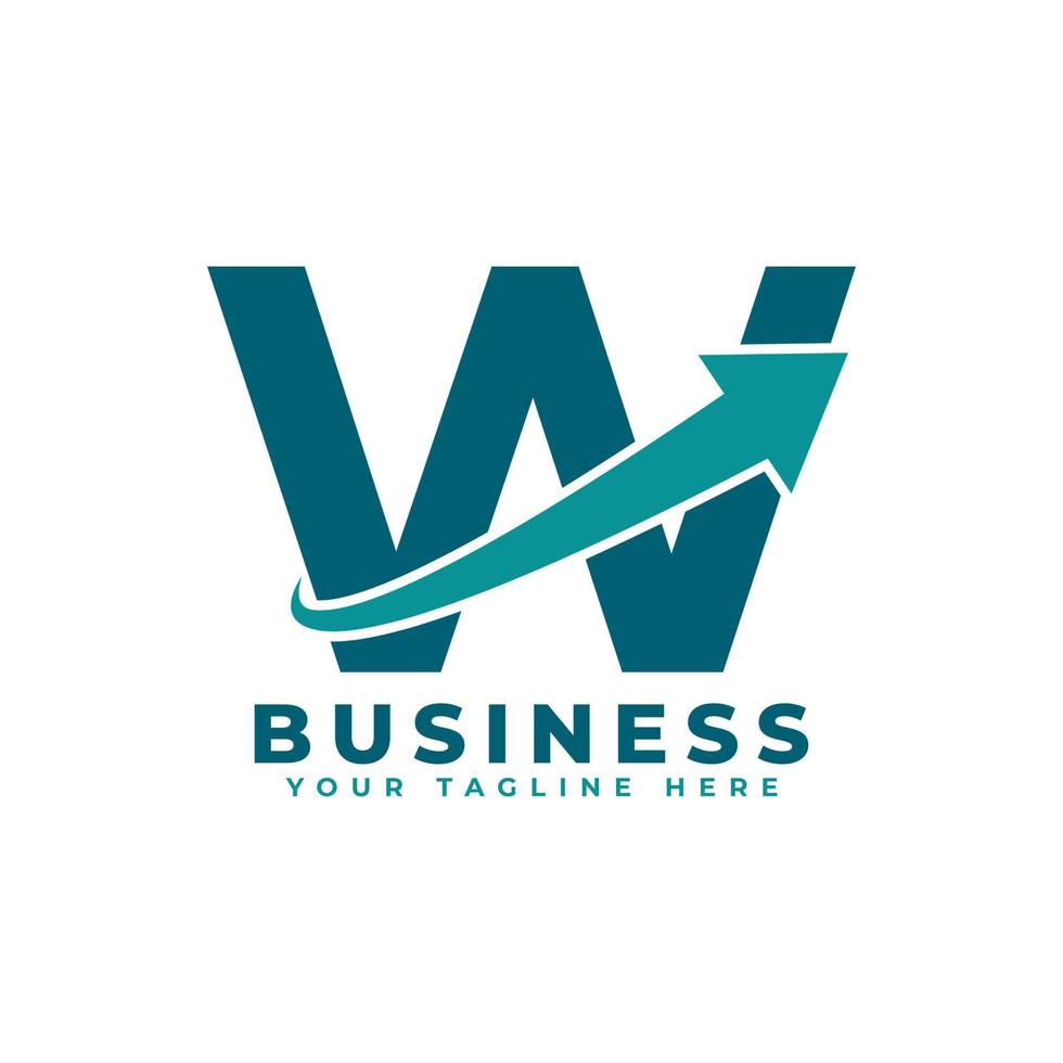 Letter W with Swoosh Arrow Up Logo Design. Creative Letter Mark Suitable for Company Brand Identity, Travel, Start up, Logistic, Business Chart or Graph Logo Template vector
