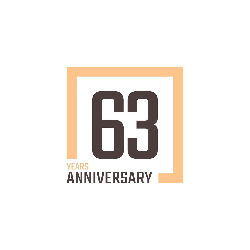 63 Year Anniversary Celebration Vector with Square Shape. Happy Anniversary Greeting Celebrates Template Design Illustration