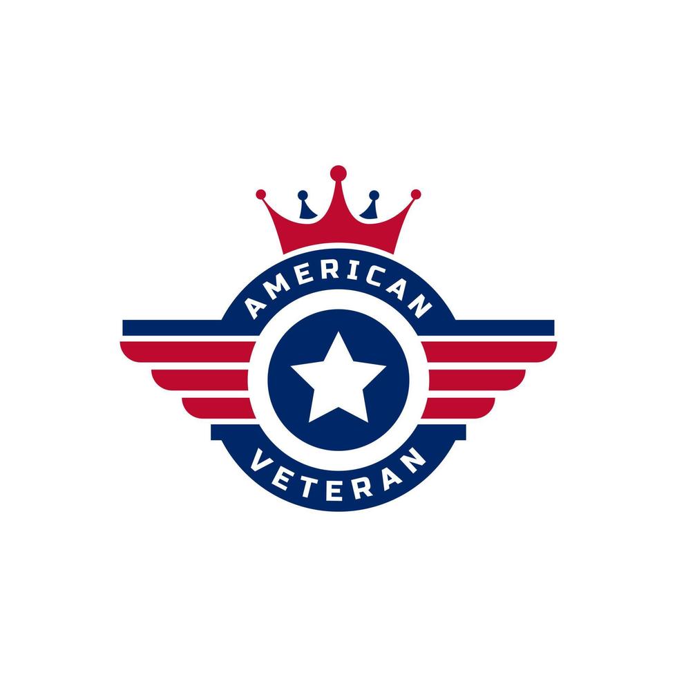 Patriotic American Veteran Flag Emblem Wings Icon Logo Design Template Element vector