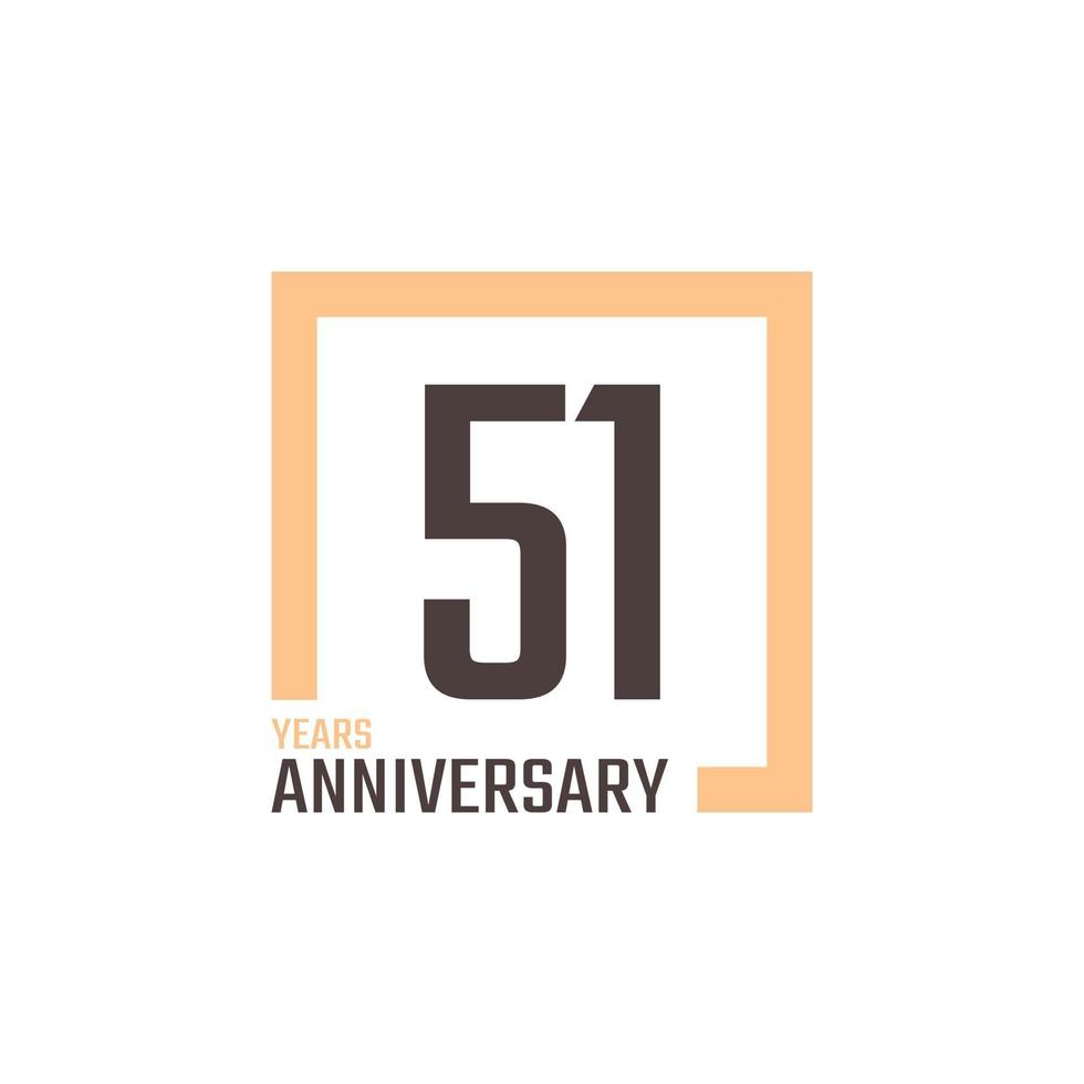 51 Year Anniversary Celebration Vector with Square Shape. Happy Anniversary Greeting Celebrates Template Design Illustration