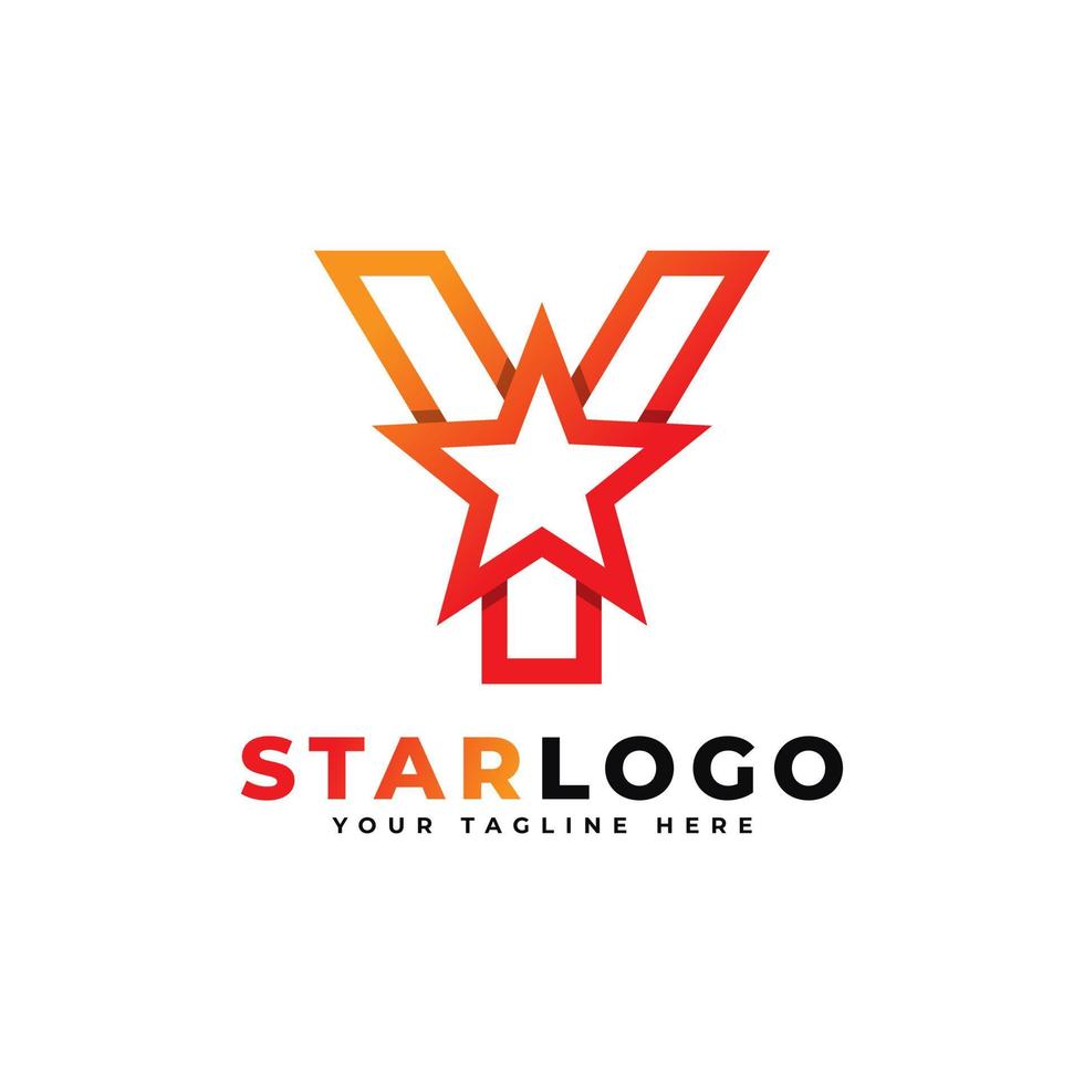 letra y estrella logo estilo lineal, color naranja. utilizable para logotipos de ganador, premio y premium. vector