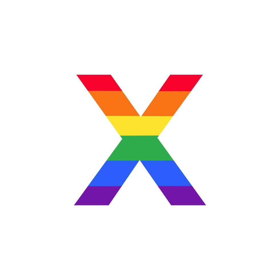 letra x coloreada en el diseño del logotipo del color del arco iris inspiración para el concepto lgbt vector