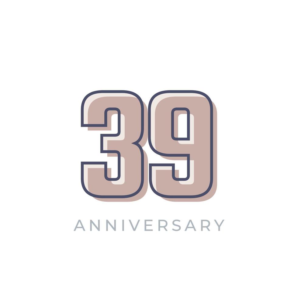 39 Year Anniversary Celebration Vector. Happy Anniversary Greeting Celebrates Template Design Illustration vector
