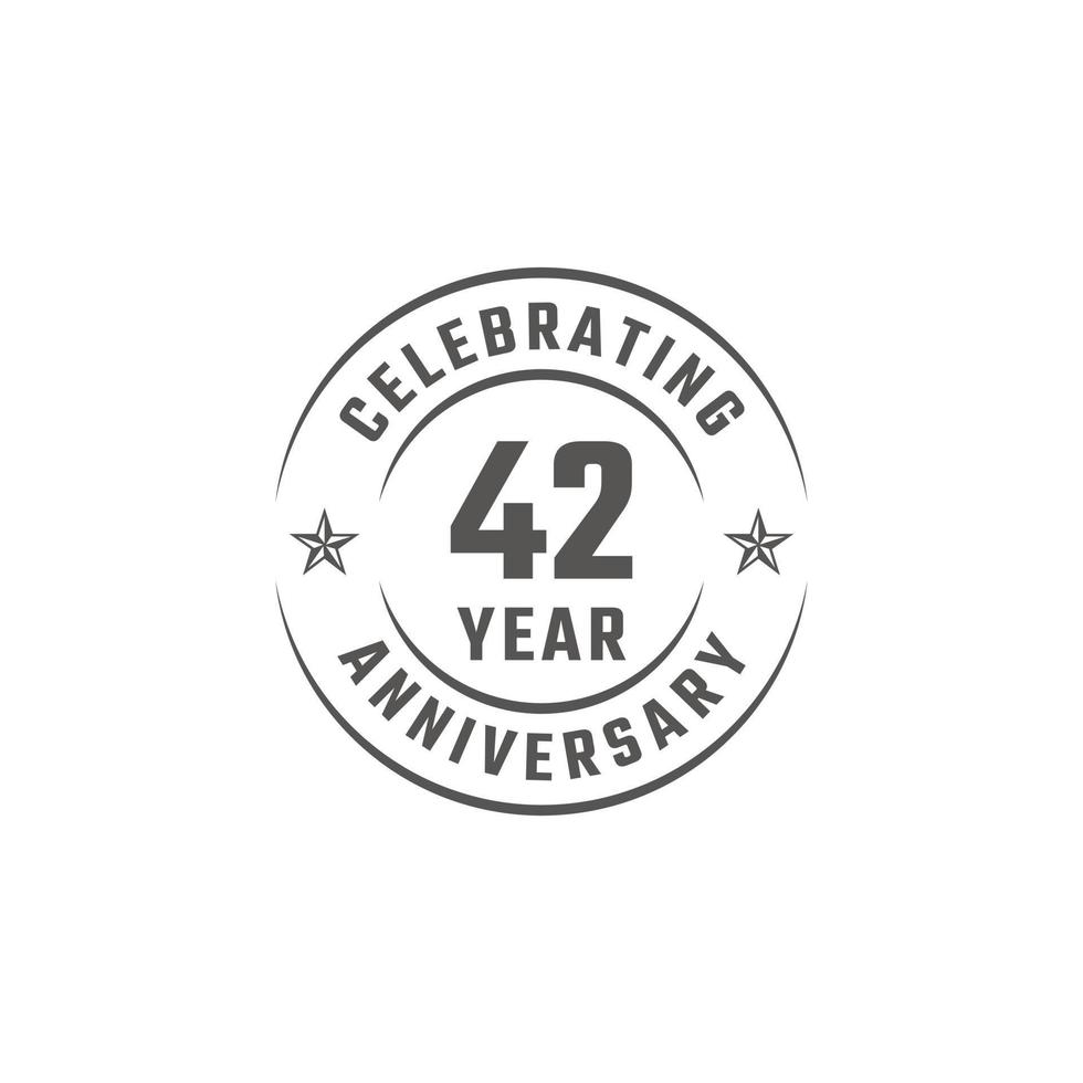 42 Year Anniversary Celebration Emblem Badge with Gray Color for Celebration Event, Wedding, Greeting card, and Invitation Isolated on White Background vector