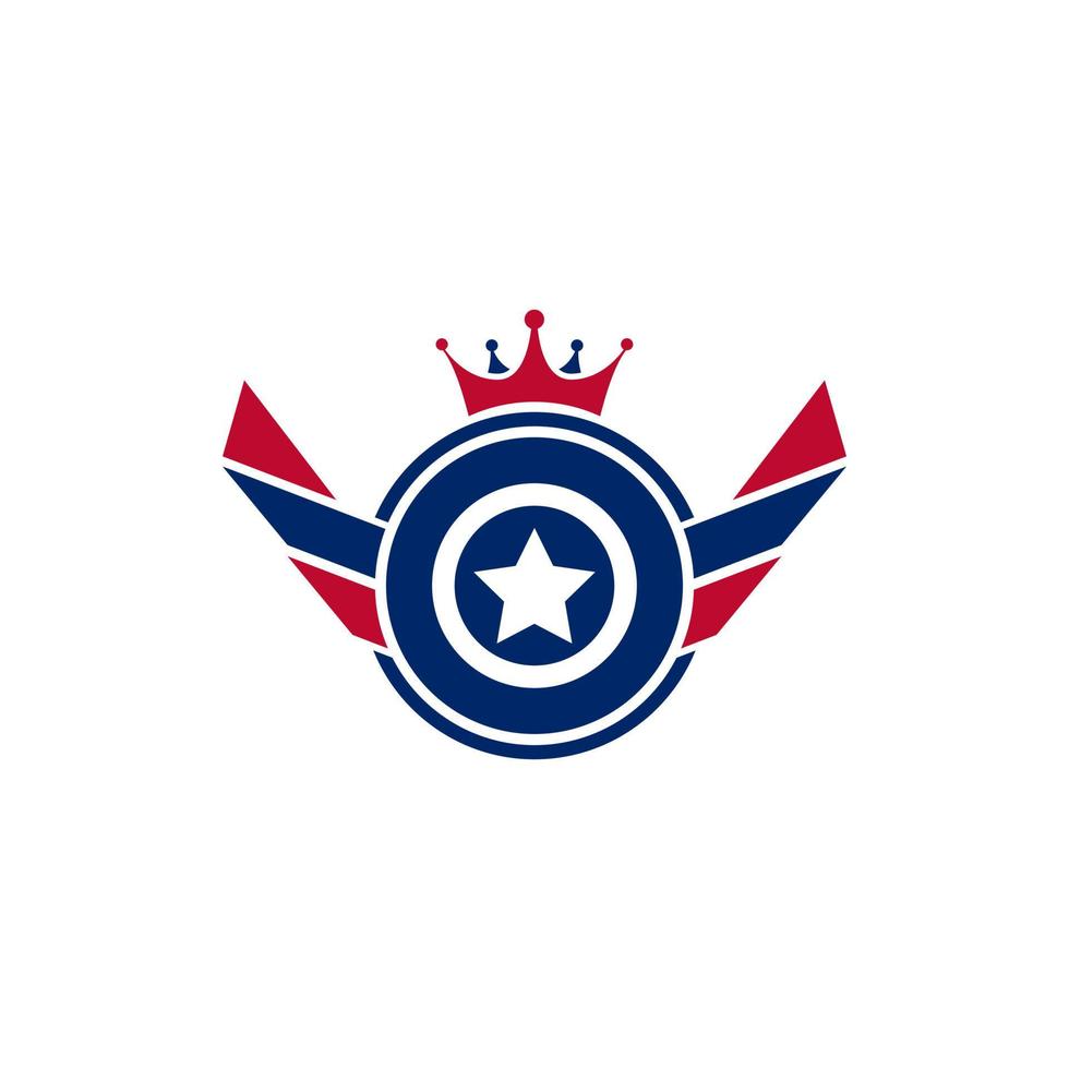 Patriotic American Veteran Flag Emblem Wings Icon Logo Design Template Element vector