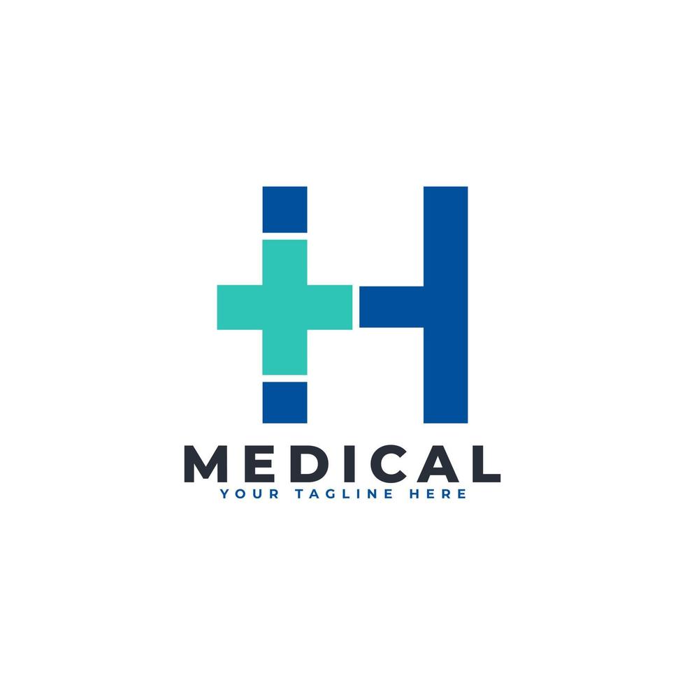 Letter H cross plus logo. Usable for Business, Science, Healthcare, Medical, Hospital and Nature Logos. vector