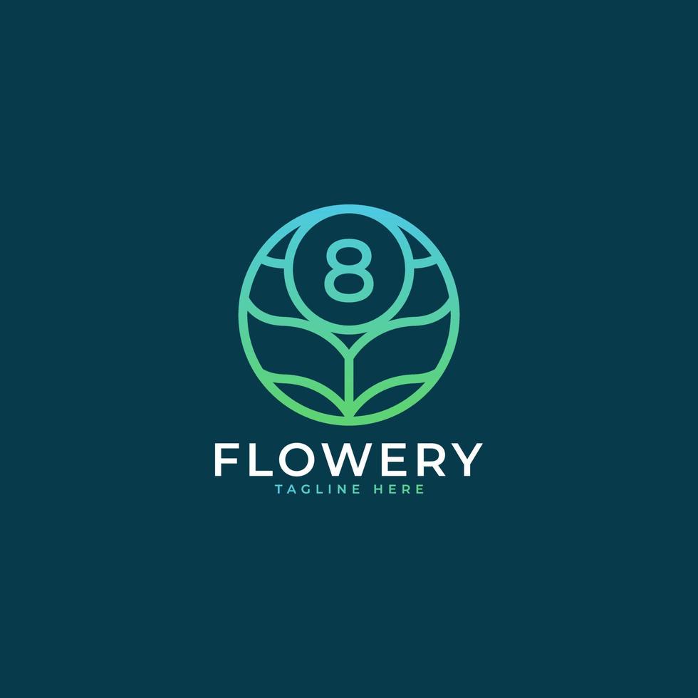 Flower Number 8 Logo Design Template Element. Eps10 Vector