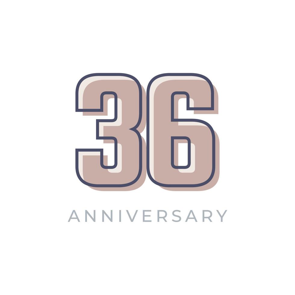 36 Year Anniversary Celebration Vector. Happy Anniversary Greeting Celebrates Template Design Illustration vector