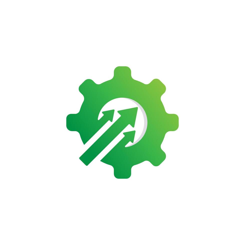 Technology Concept Icon. Cogwheel and Arrow up Symbol. Upgrade Setting Logo Design Template Element vector