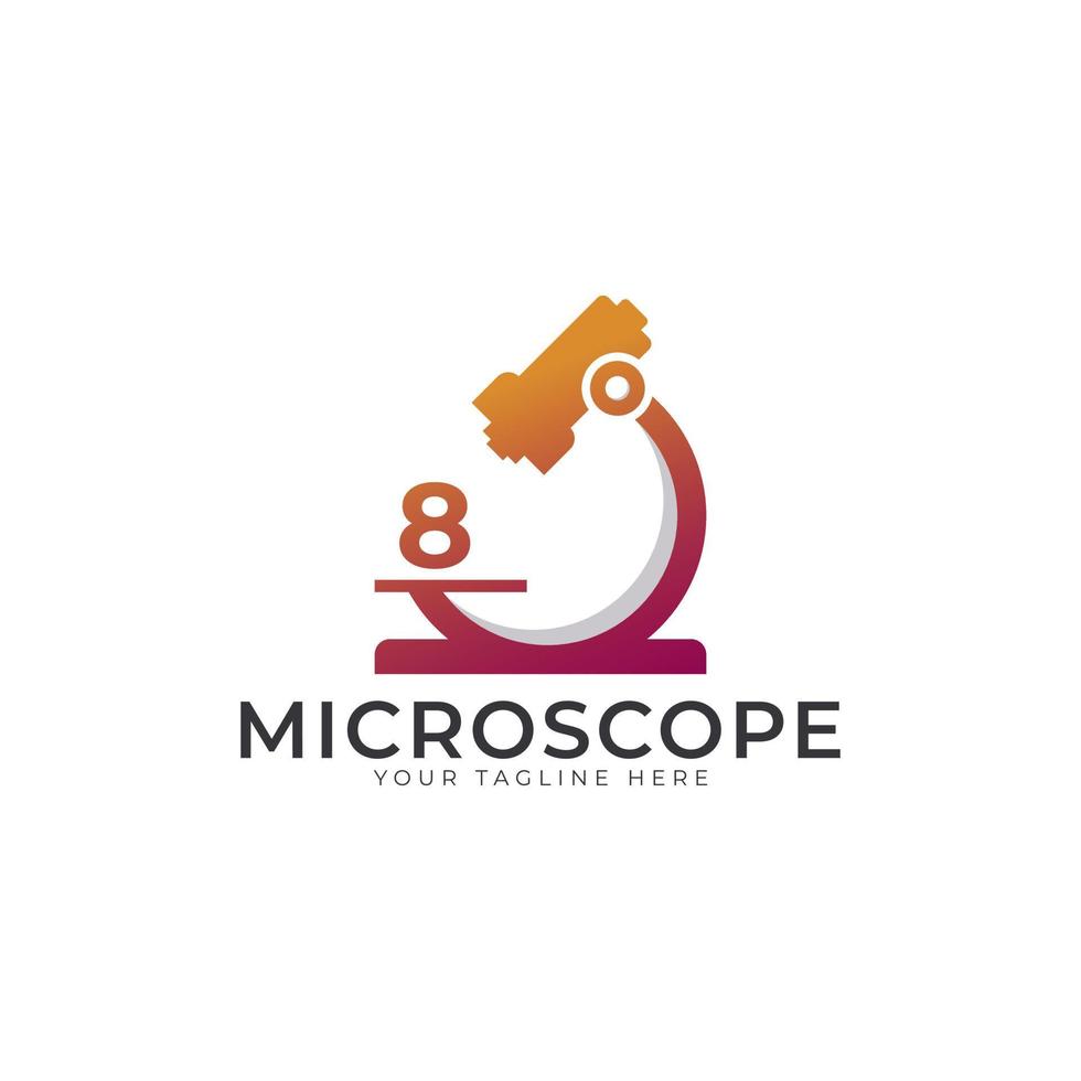 Laboratory Logo. Number 8 Microscope Logo Design Template Element. vector