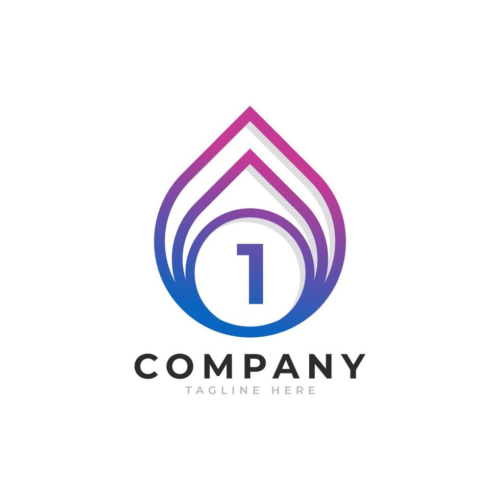 Initial Number 1 with Oil and Gas Logo Design Inspiration vector