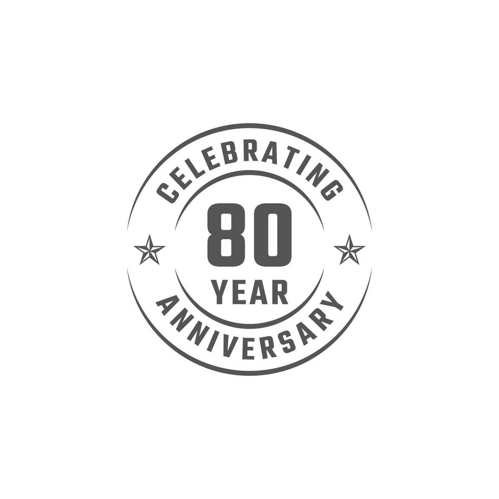 80 Year Anniversary Celebration Emblem Badge with Gray Color for Celebration Event, Wedding, Greeting card, and Invitation Isolated on White Background vector