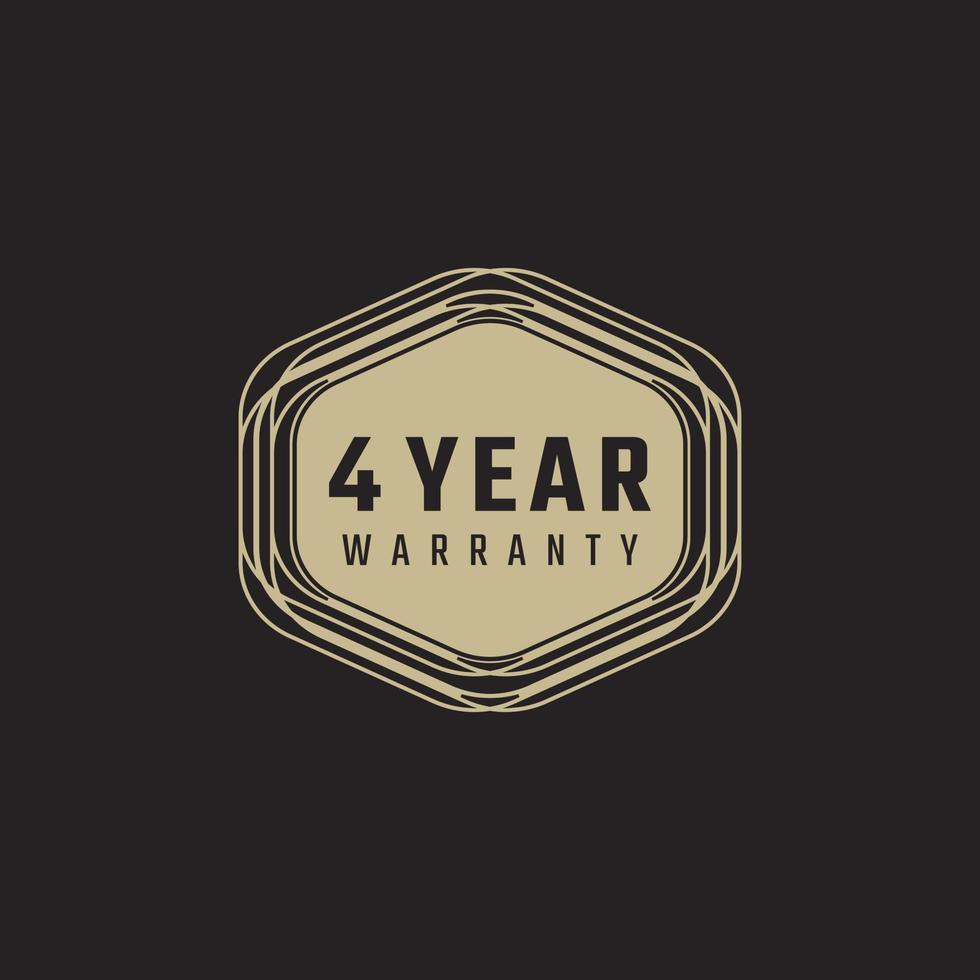 4 Year Anniversary Warranty Celebration with Golden Color for Celebration Event, Wedding, Greeting card, and Invitation Isolated on Black Background vector