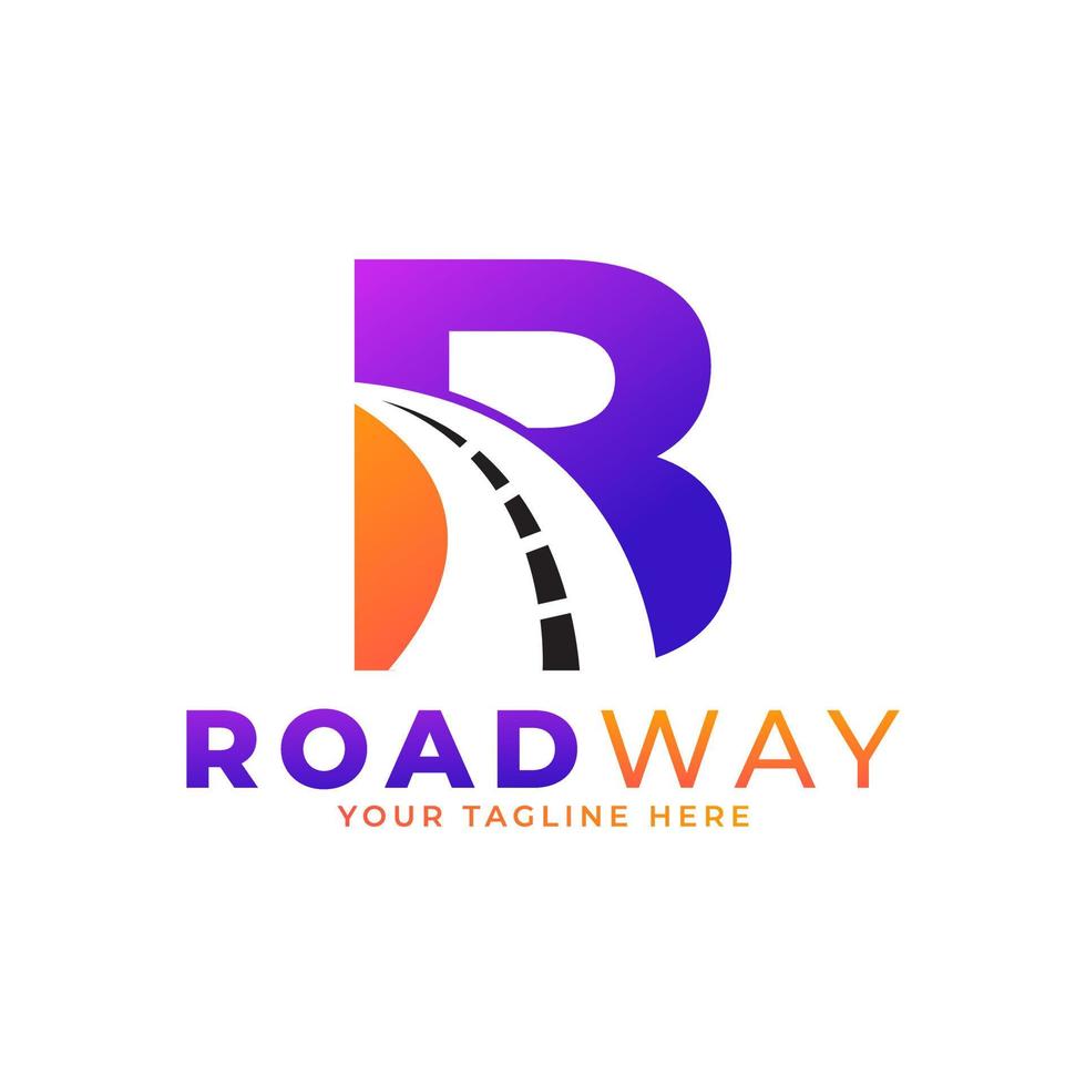 Initial B Road Way Logo Design Icon Vector Graphic. Concept of Destination, Address, Position and Travel