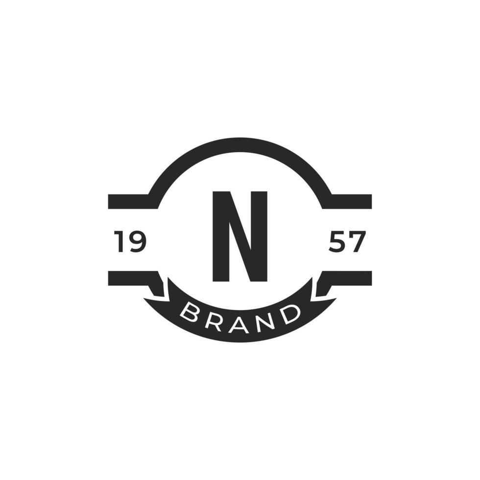 Vintage Insignia Letter N Logo Design Template Element. Suitable for Identity, Label, Badge, Cafe, Hotel Icon Vector