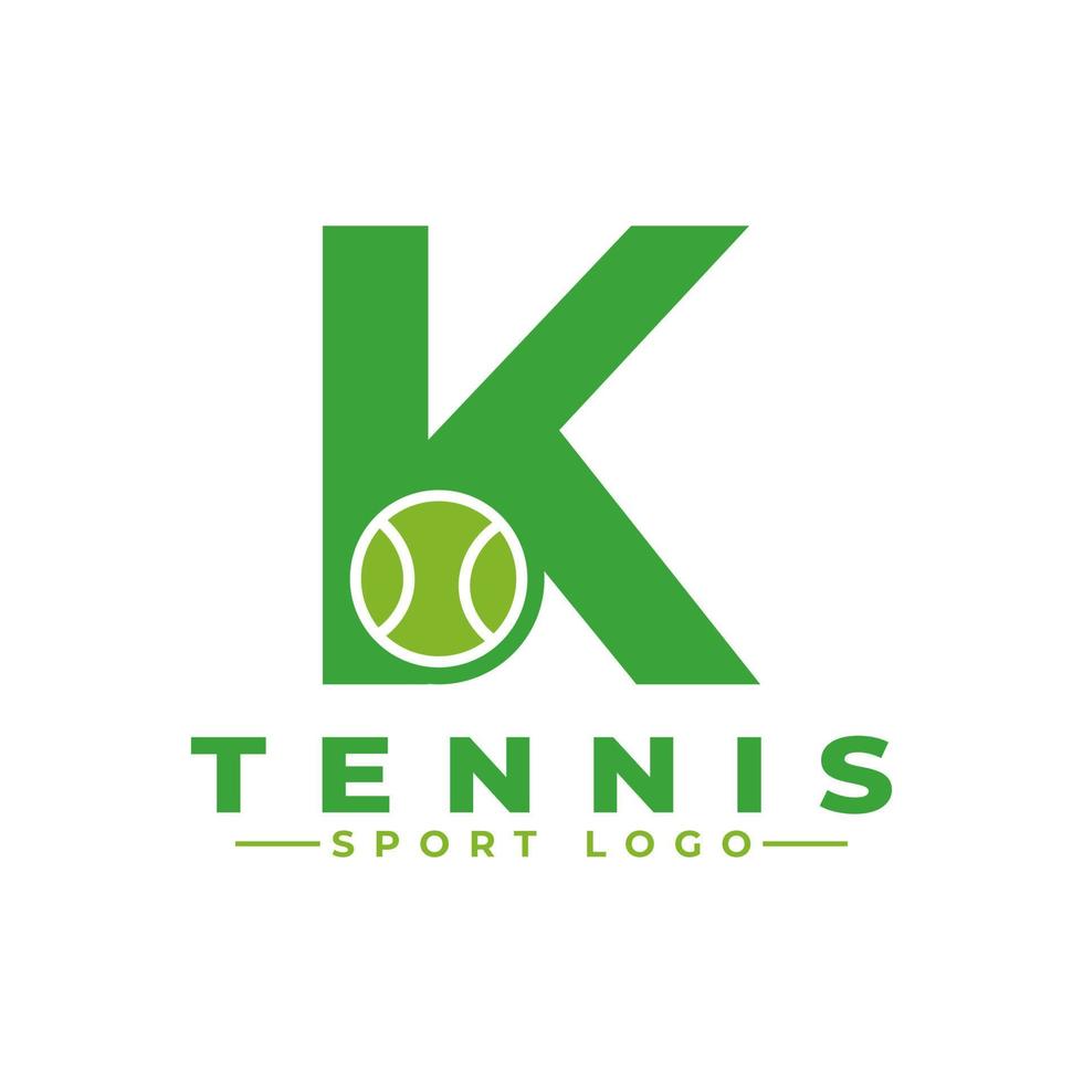 Letter K with Tennis Logo Design. Vector Design Template Elements for Sport Team or Corporate Identity.