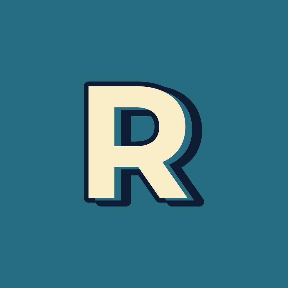 Vintage Retro Style Alphabet Letter R Logo Vector with Uppercase Font ...