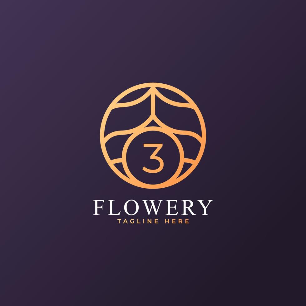 Flower Number 3 Logo Design Template Element. Eps10 Vector