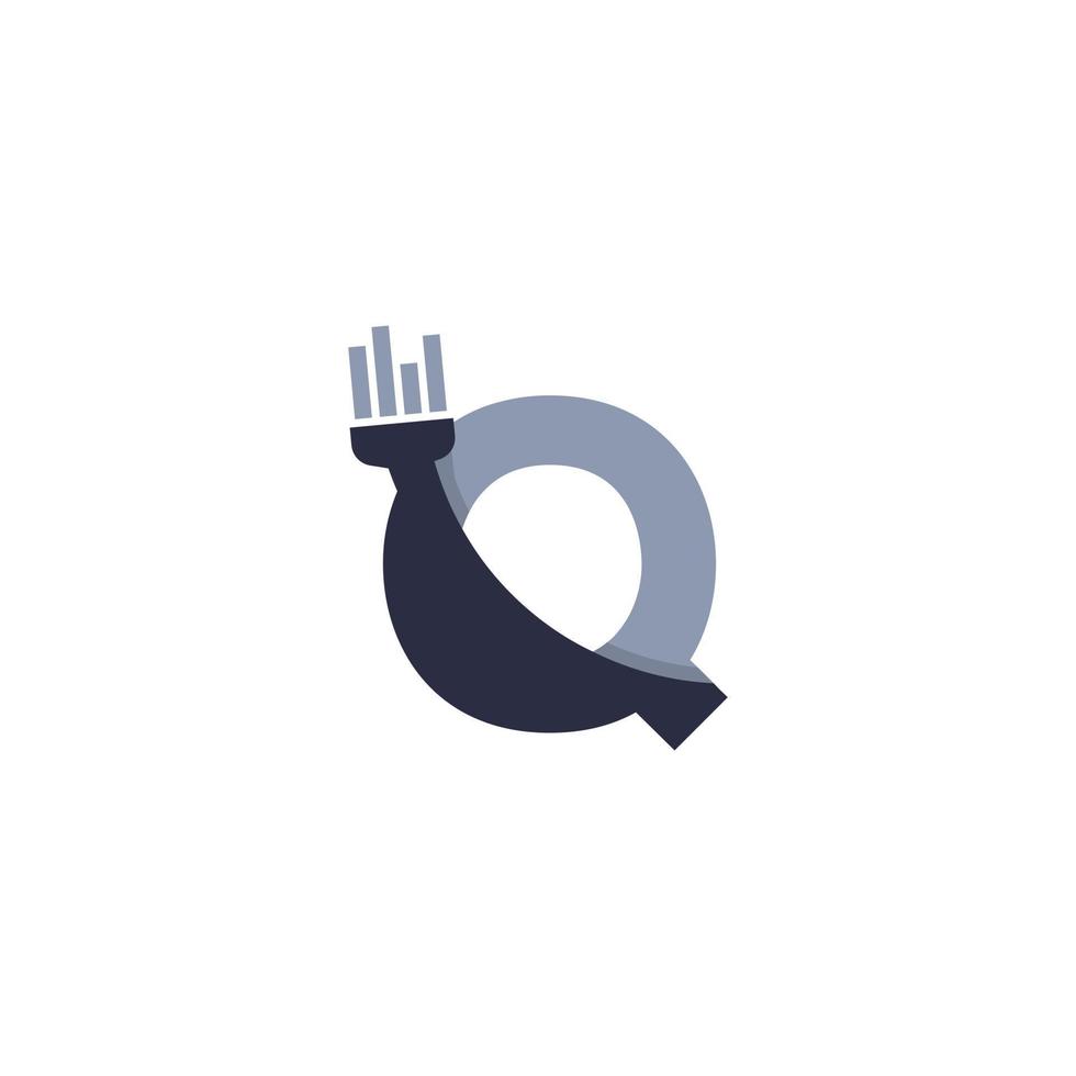 Letter Q Brush and Paint with Minimalist Design Style vector