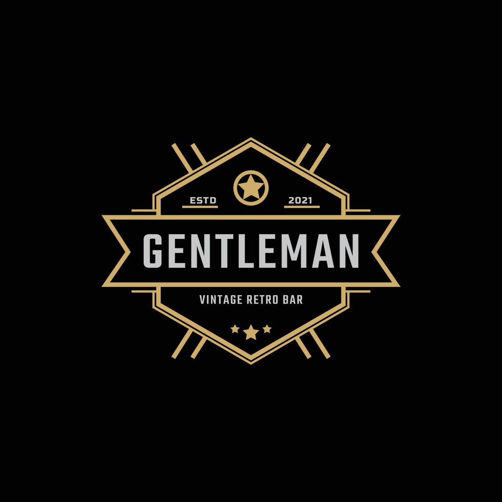 Creative Classic Vintage Retro Label Badge for Gentleman Cloth Apparel Logo Design Inspiration vector