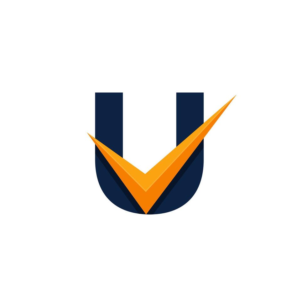 logotipo aprobado. plantilla de diseño de logotipo de verificación de letra inicial u. eps10 vector