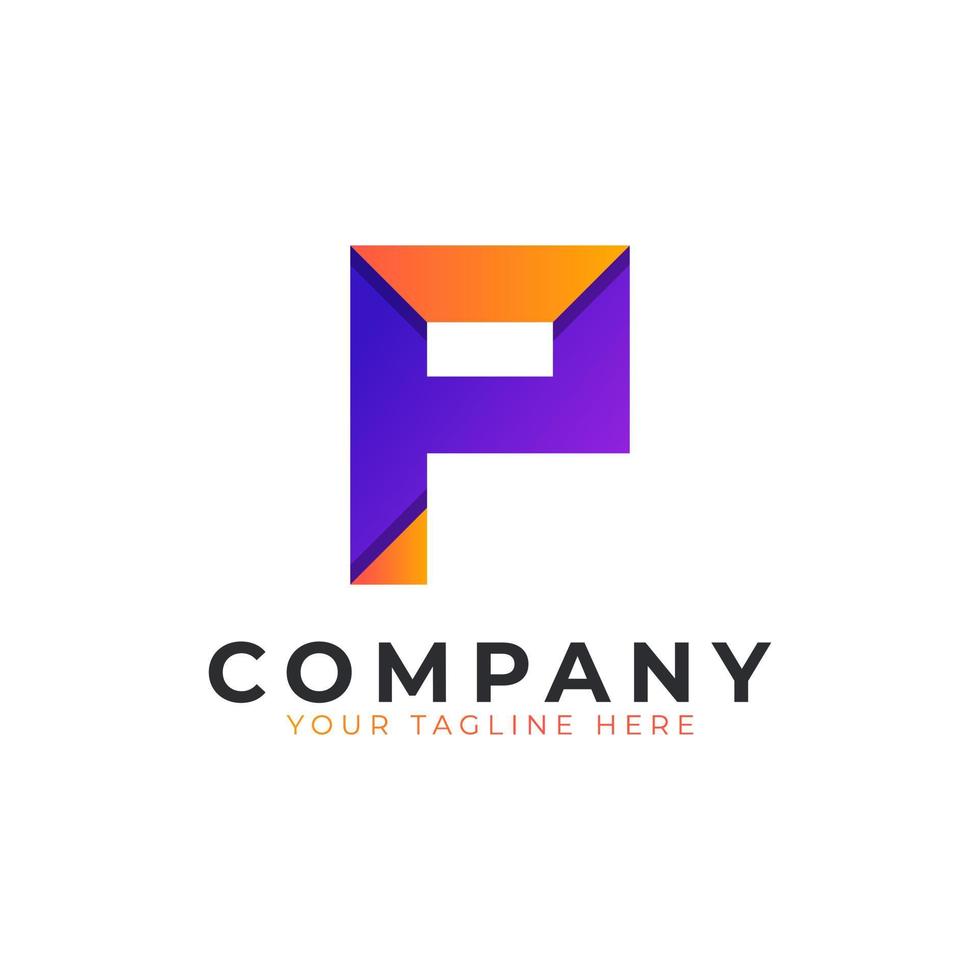 Creative Initial Letter P Logo Modern and Elegant. Purple and Orange Geometric Shape Arrow Style. Usable for Business and Branding Logos. Flat Vector Logo Design Ideas Template Element. Eps10 Vector