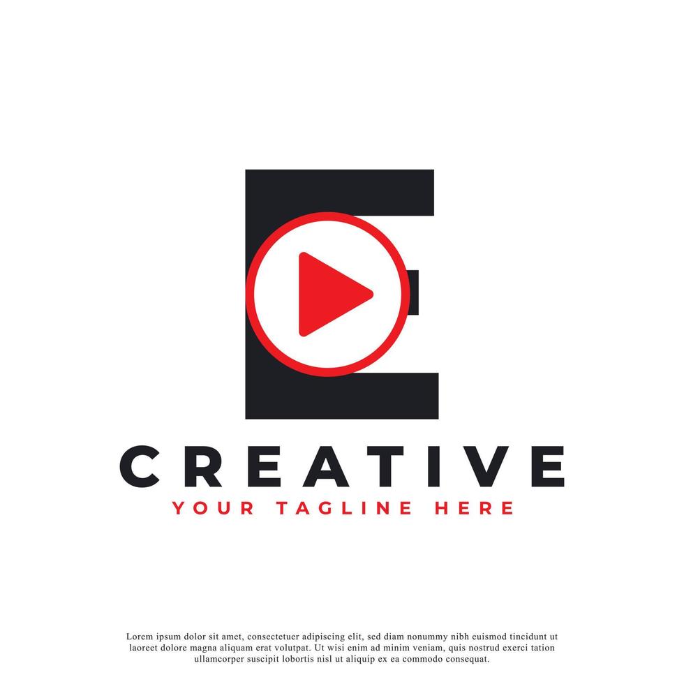 Creative Modern Play Letter E Icon. Music and Video Logo Element. Usable for Business and Technology Logos. vector