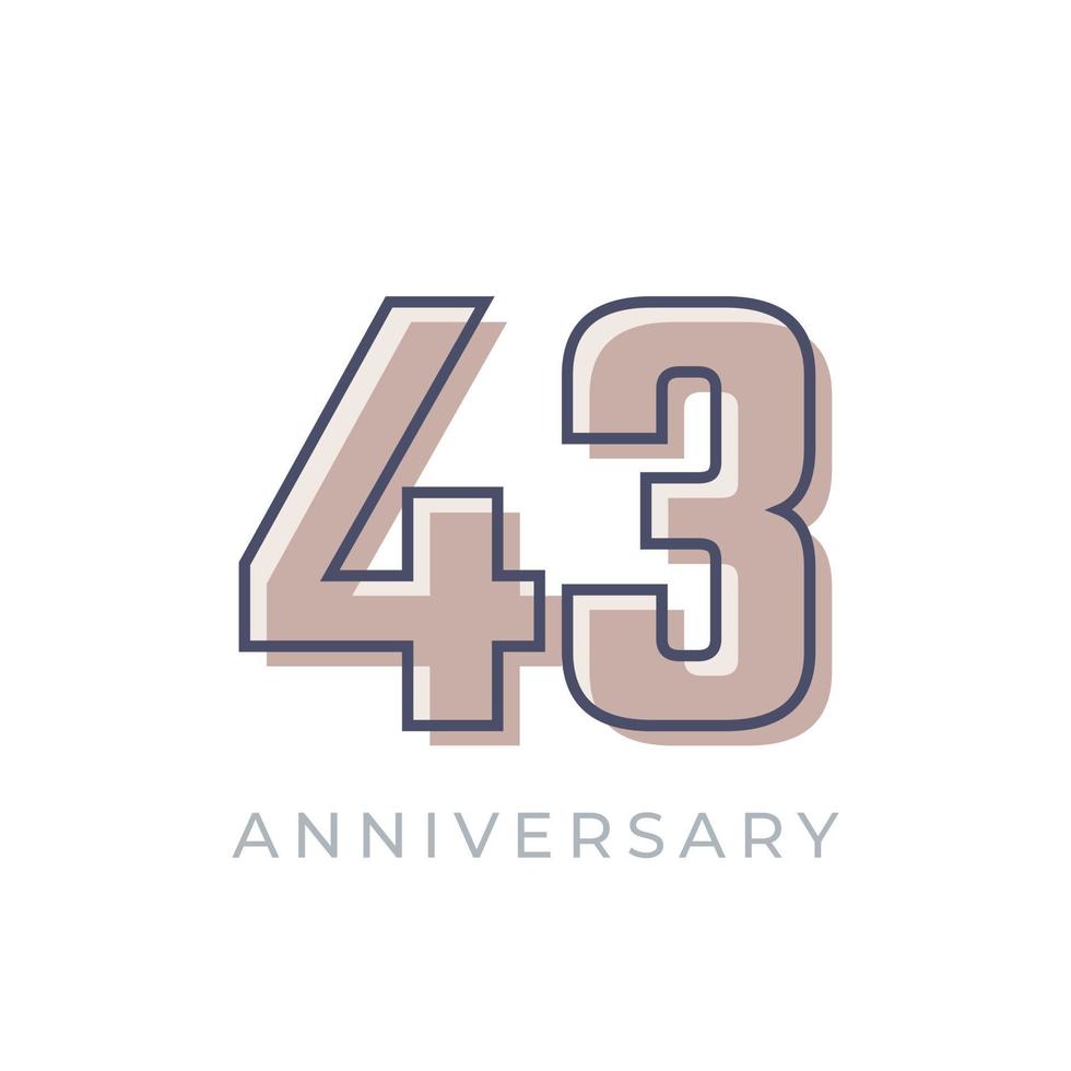 43 Year Anniversary Celebration Vector. Happy Anniversary Greeting Celebrates Template Design Illustration vector