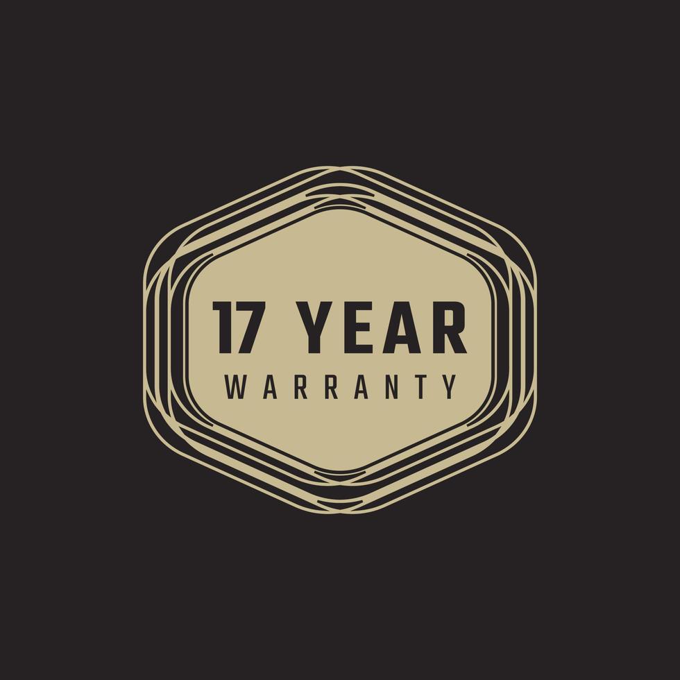 17 Year Anniversary Warranty Celebration with Golden Color for Celebration Event, Wedding, Greeting card, and Invitation Isolated on Black Background vector