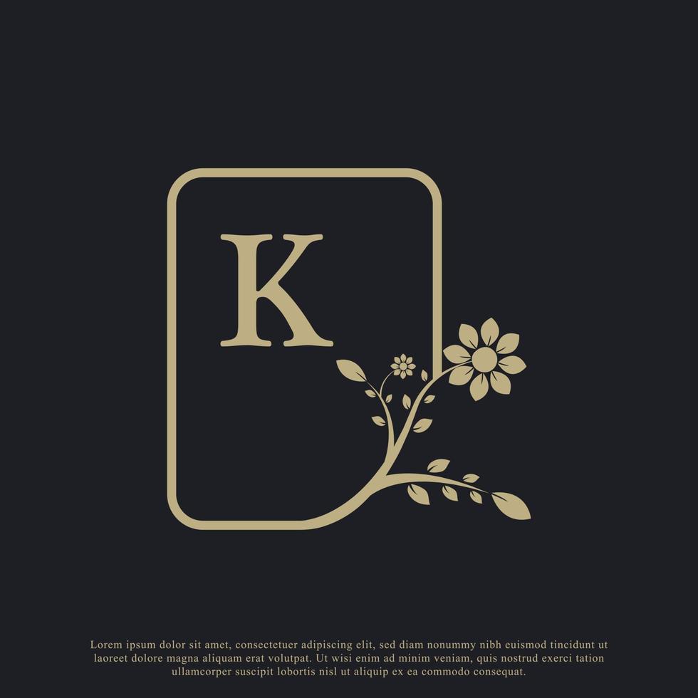 Rectangle Letter K Monogram Luxury Logo Template Flourishes. Suitable for Natural, Eco, Jewelry, Fashion, Personal or Corporate Branding. vector