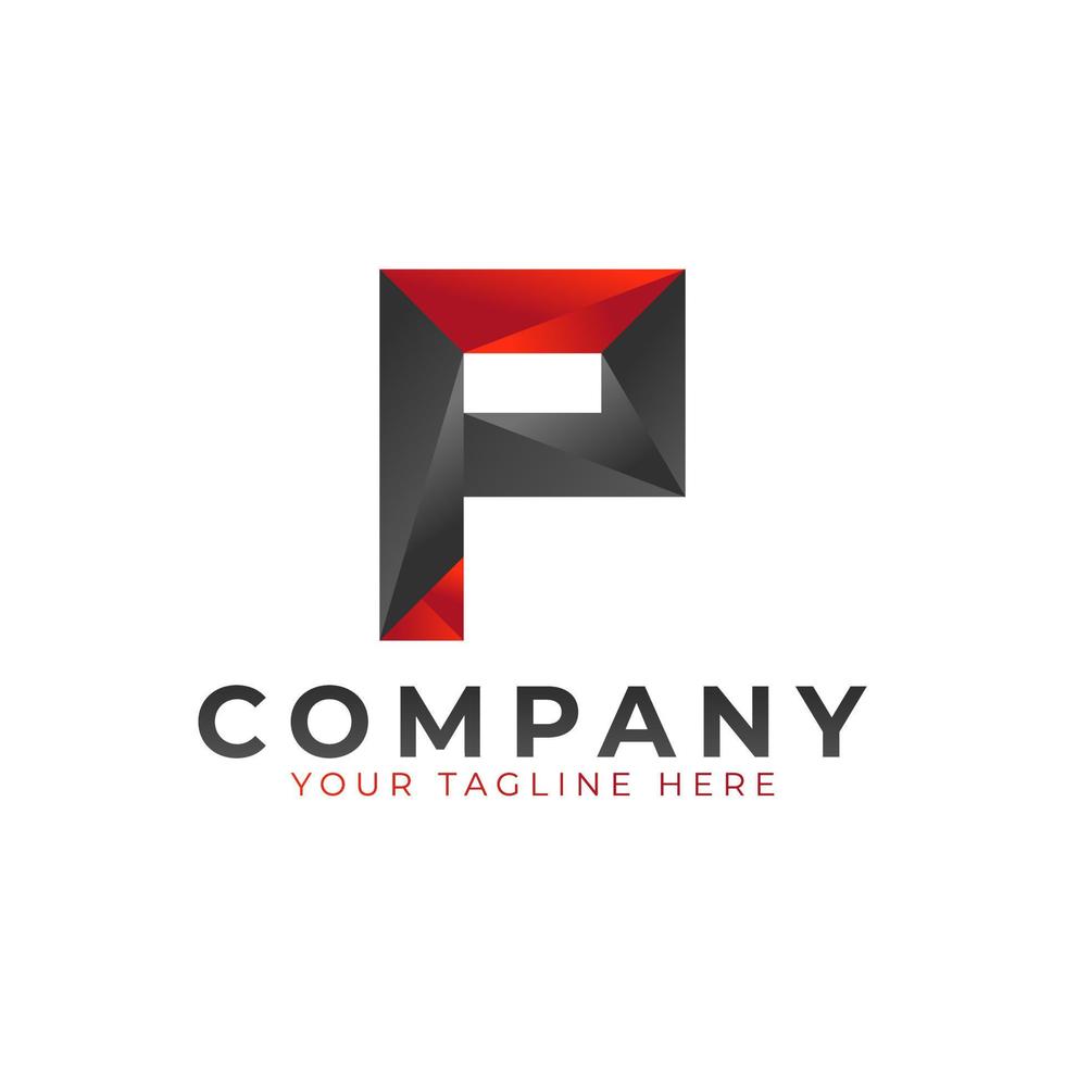 Creative Initial Letter P Logo Design. Black and Red Geometric Arrow Shape Low Poly Style. Usable for Business and Branding Logos. Flat Vector Logo Design Ideas Template Element. Eps10 Vector