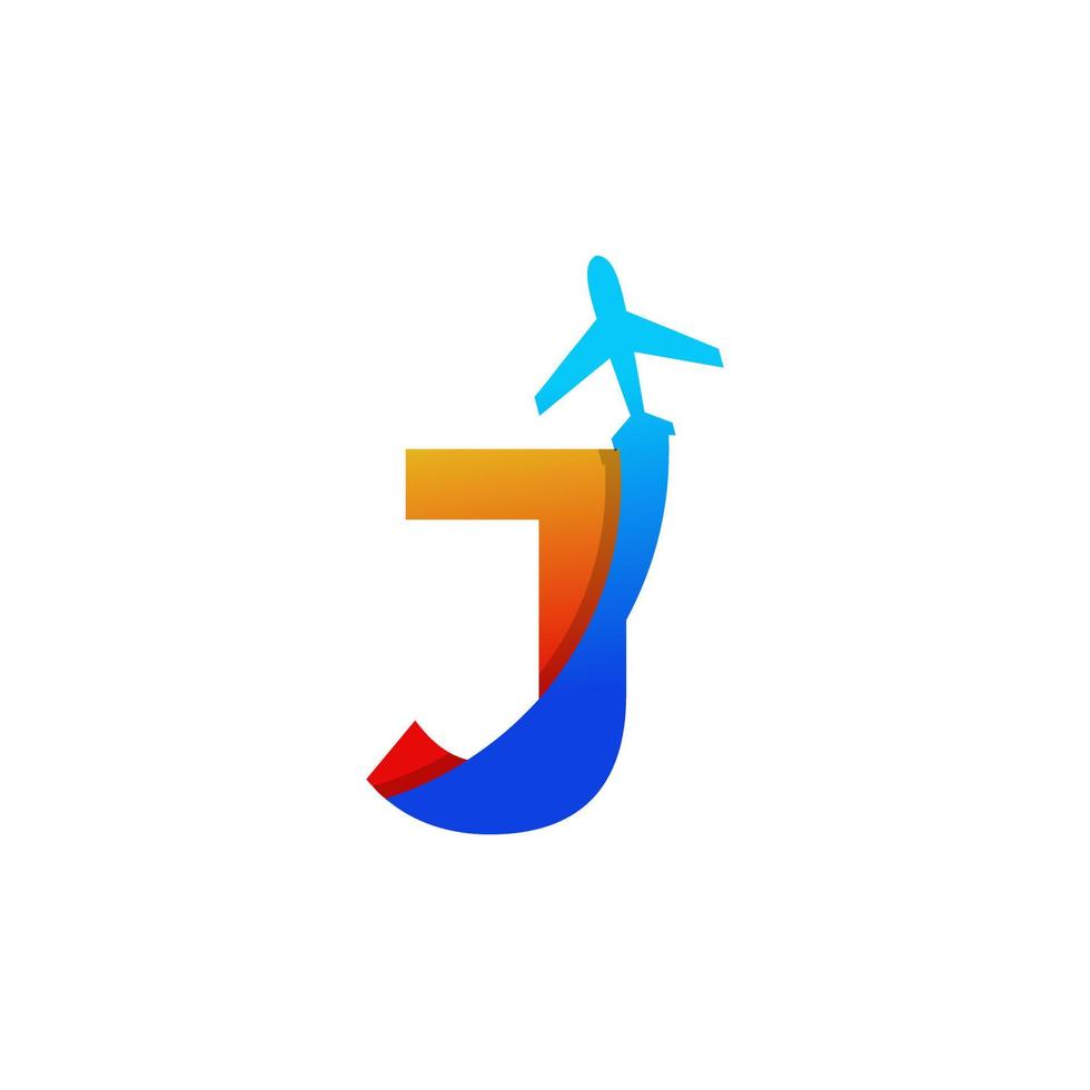 Initial Letter J Travel with Airplane Flight Logo Design Template Element vector