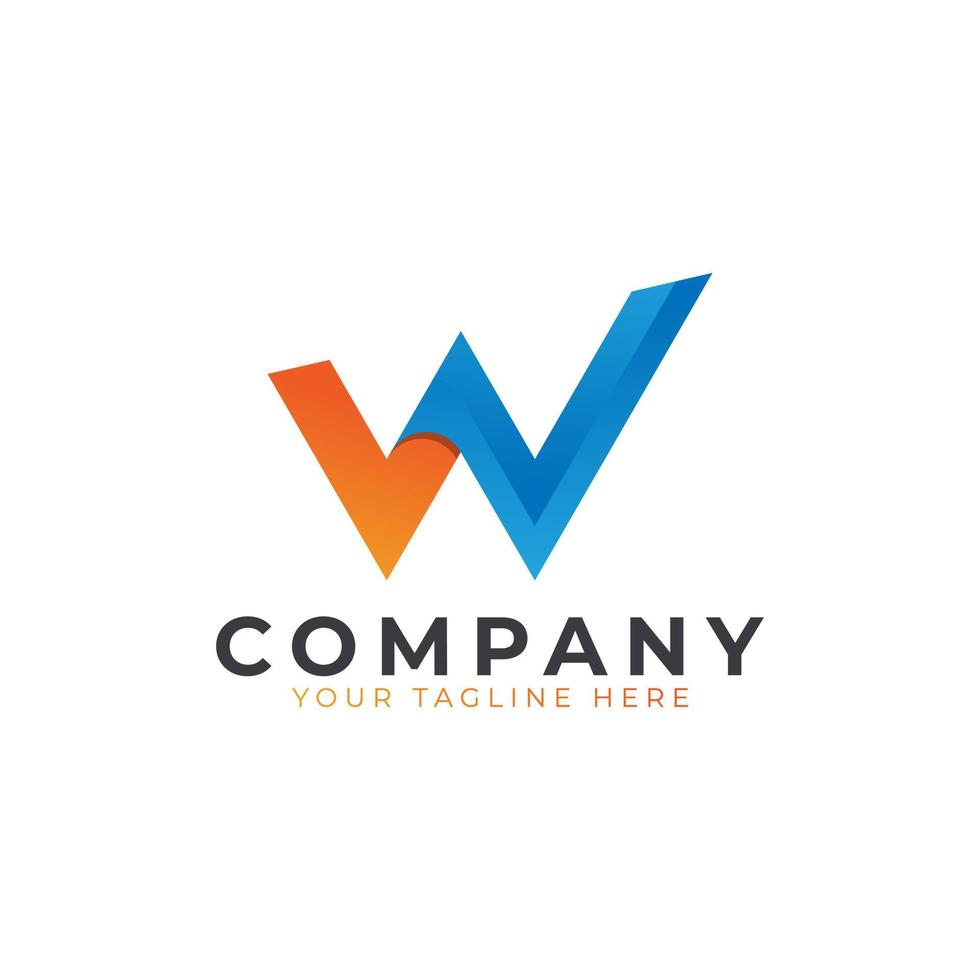 Creative Initial Letter W Logo Design. Yellow and Blue Geometric Arrow Shape Origami Style. Usable for Business and Branding Logos. Flat Vector Logo Design Ideas Template Element. Eps10 Vector