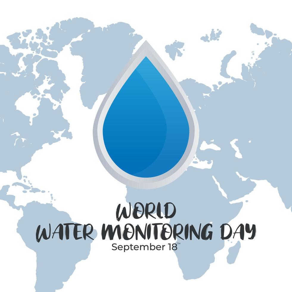 Flat Design Illustration Of World Water Monitoring Day Template, Design Suitable For Posters, Banner, Backgrounds, And Greeting Cards World Water Monitoring Day Themed vector